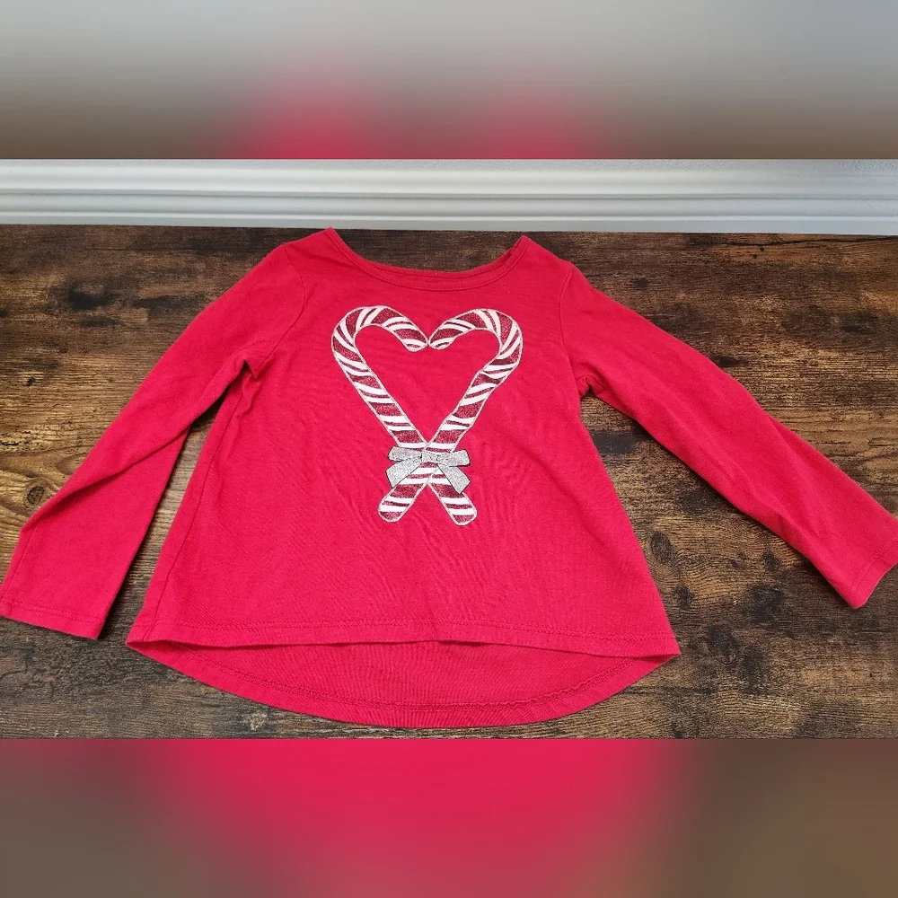 Toddler Baby girl long sleeve candy cane Holiday Shirt‎ size 2t